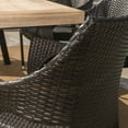 thumbnail image 4 of Danica Outdoor 6 Piece Acacia Wood Dining Set with Wicker Stacking Chairs, Brushed Grey, Brushed Mahogany, Multibrown, 4 of 8
