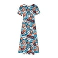 thumbnail image 4 of RYDCOT Summer Floral Dresses for Women 2024 Casual Short Sleeve Crewneck Swing Dress Tiered Ruffle Beach Dresses with Pockets, 4 of 5