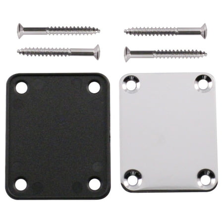 Seismic Audio Chrome Replacement 4 Bolt Neck Plate for Fender Strat, Tele and Electric Guitars Silver -