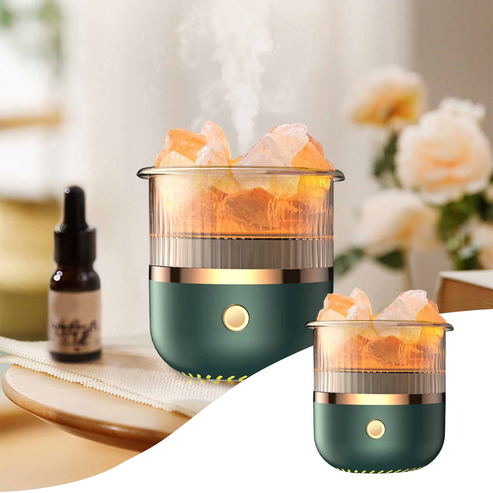 Dengmore Crystal Humidifier USB Essential Oil Diffuser with LED Light Small Portable Humidifier for Home and Office
