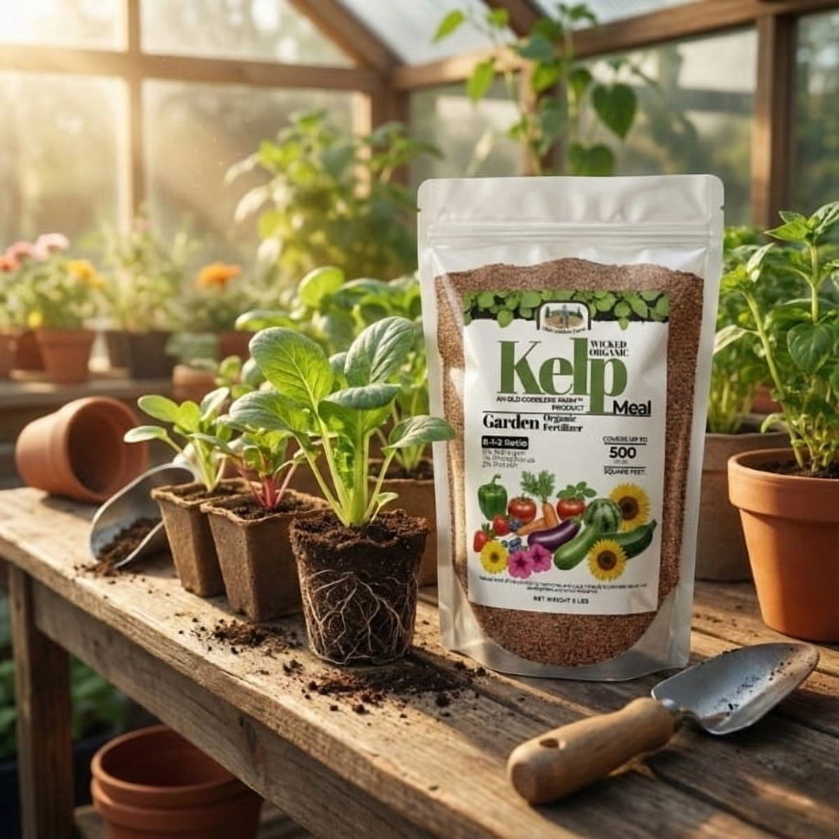 Old Cobblers Farm™ Wicked Organics Kelp Meal – Ocean-Based Soil Conditioner for Root Growth, Plant Resilience & Soil Health (5 lbs | 10 lbs | 15 lbs | 20 lbs)(5lbs)