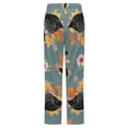 thumbnail image 6 of Black Swan Floral Pattern Winter Female Pants Flannel High Waist Women Pants Lady Warm Straight Leg Plush Trousers, 6 of 7