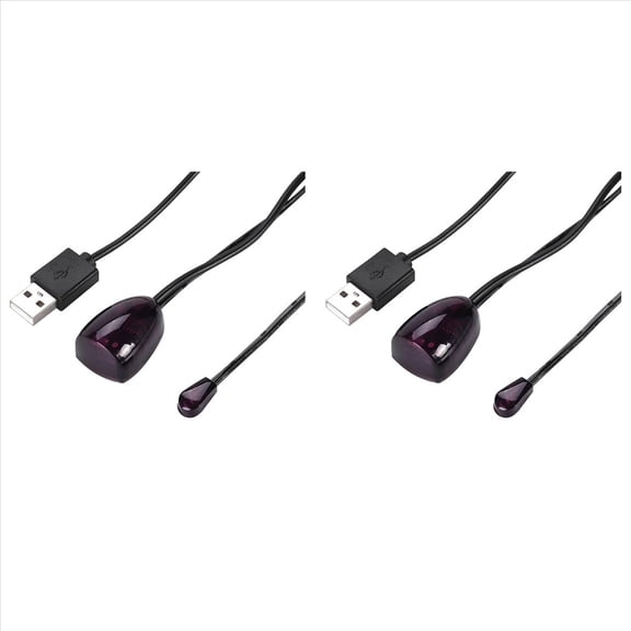 2X Infrared IR Remote Extender Repeater Receiver USB Adapter Transmitter Applies to Remote Control 2m with Lights,2 x Infrared IR Remote Extender,Black