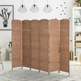 thumbnail image 2 of Homiyad Room Divider, 6 Panel Folding Privacy Screen, 6FT Tall Portable Wicker Weave Partition Wall Divider for Bedroom, Home Office, Natural, 2 of 8