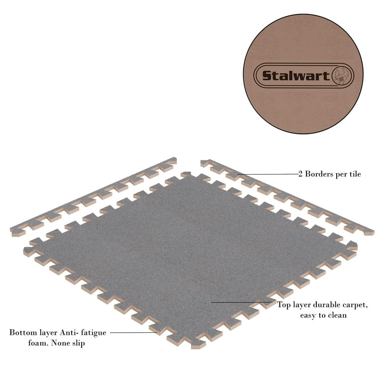 Stalwart Gray 24 in. x 24 in. EVA Foam Floor Mat with Carpet Top (6-Pack) Stalwart Gray 24 in. x 24 in. EVA Foam Floor Mat with Carpet Top (6-Pack)