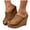 Brown, variant on Women's Peep Toe Platform Sandals Cork Wedge Lightweight Canvas Mules Comfortable Slip On Dress Summer Slides Shoes Brown Size 6