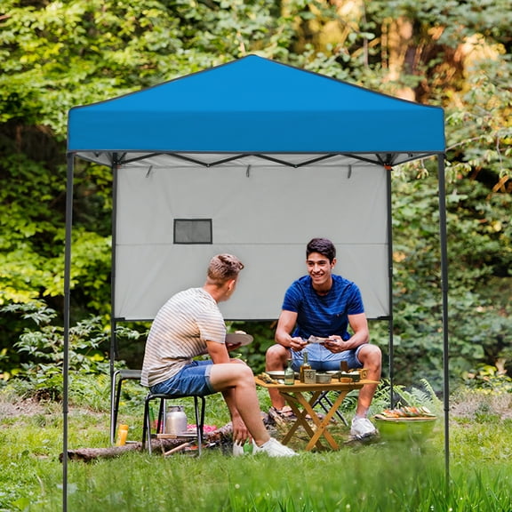 COOS BAY 6'x4' Instant Pop Up Canopy Tent with Adjustable Sun Wall, Lightweight Compact Portable Canopy with Carry Bag, Light Blue