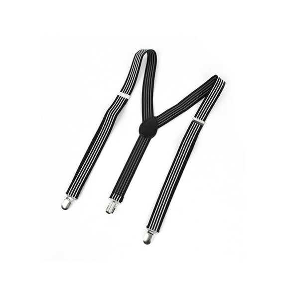 INSPIRE CHIC Unisex Clip-on Adjustable Elastic Y Back Stripes Suspender Black White