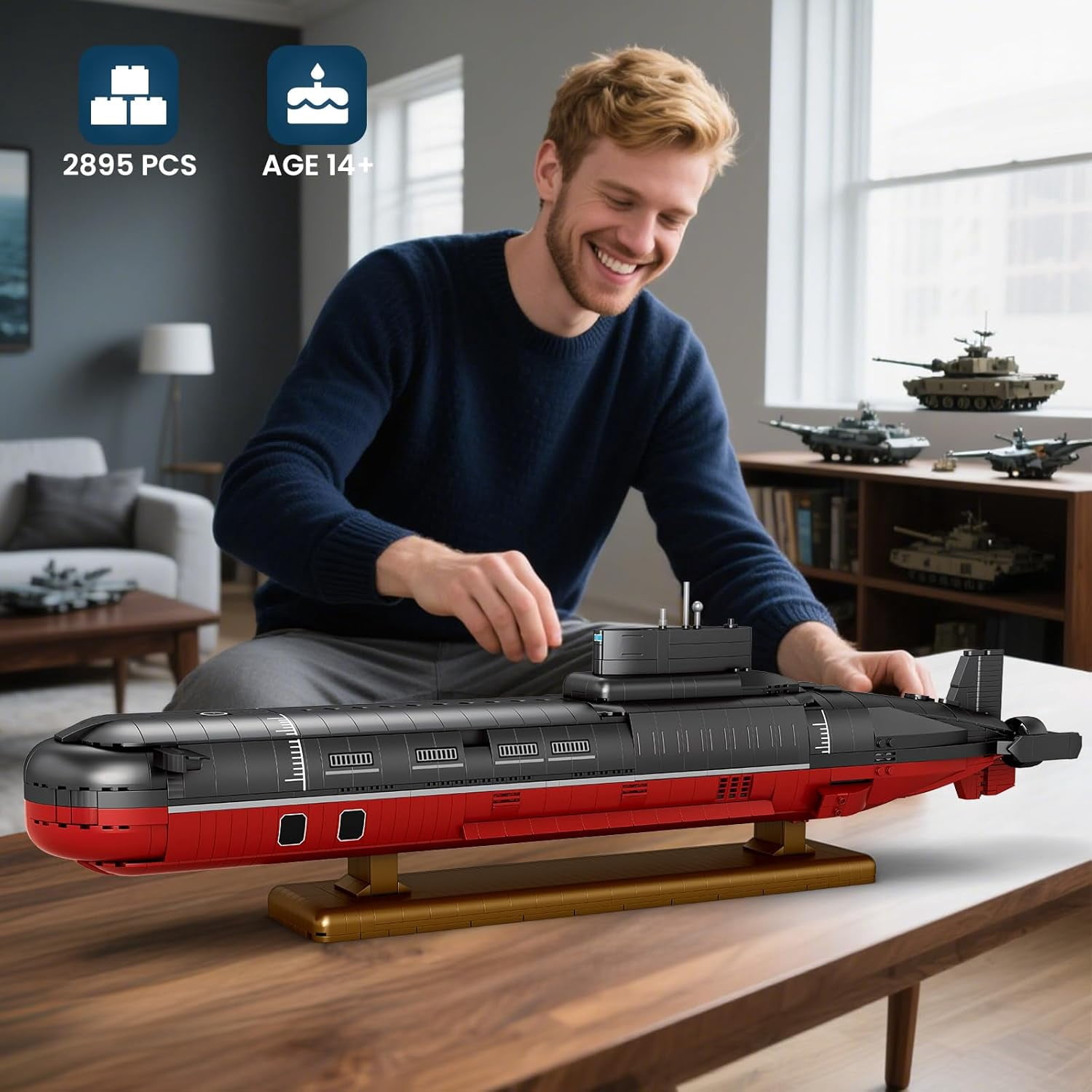 Technic  Nuclear Submarine Building Sets for Adults, Typhoon-Class Nuclear Submarine Model Kit, History Collectible Decor, Military Toy