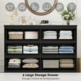 thumbnail image 6 of Homfa 6 Drawer Double Dresser for Bedroom, 47.2'' Wood Storage Side Cabinet Chest of Drawer Living Room, Black, 6 of 8