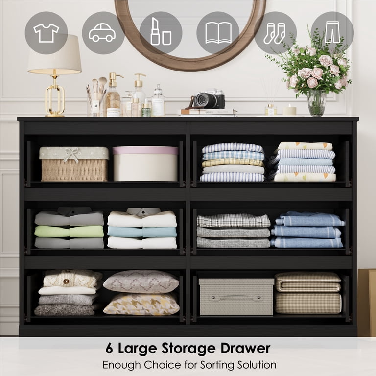 Homfa 6-Drawer Double Dresser, Black Modern photo 6