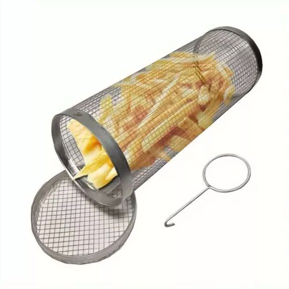 FLINT- Rolling Grilling Basket Stainless Steel Bbq Basket Greatest Ever Outdoor Camping