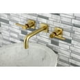 thumbnail image 2 of Kingston Brass KS6127DL Concord Double-Handle Wall Mount Bathroom Faucet, Brushed Brass, 2 of 8