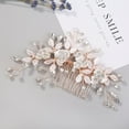 thumbnail image 4 of Pasador De Novia Con Clip De Diamantes De Imitación Flores（Color oro rosa）, 4 of 5