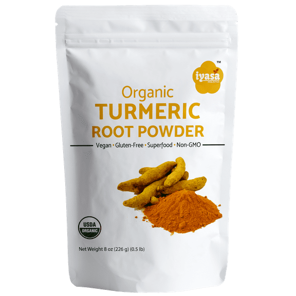 Organic Turmeric Root Powder, Curcumin, USDA Certified, Finely Ground Indian Spice, Natural Food Color and Herb, Resealable Pouch 8 OZ / 226 GM