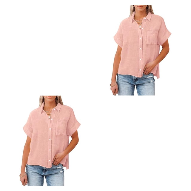 Minnieouse Blusa de manga corta para mujer, camisa de Color sólido, viaje, playa, vacaciones, compras, ropa femenina, Top de verano para novia Type9 NO9