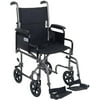 Drive Medical Lightweight Steel Transport Wheelchair, Detachable Desk Arms, 19" Seat