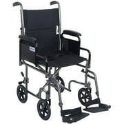 Drive Medical Lightweight Steel Transport Wheelchair, Detachable Desk Arms, 19" Seat