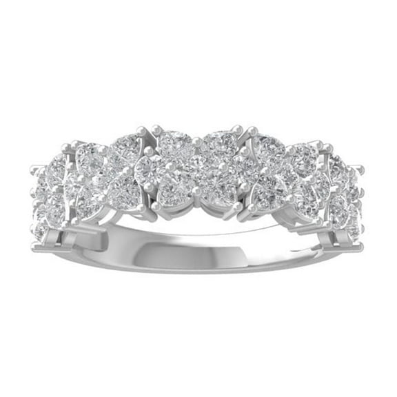 ARAIYA FINE JEWELRY 10K White Gold Round and princess-shape Diamond Fashion Band Ring (1 1/3 cttw, I-J Color, I2-I3 Clarity) Size 8