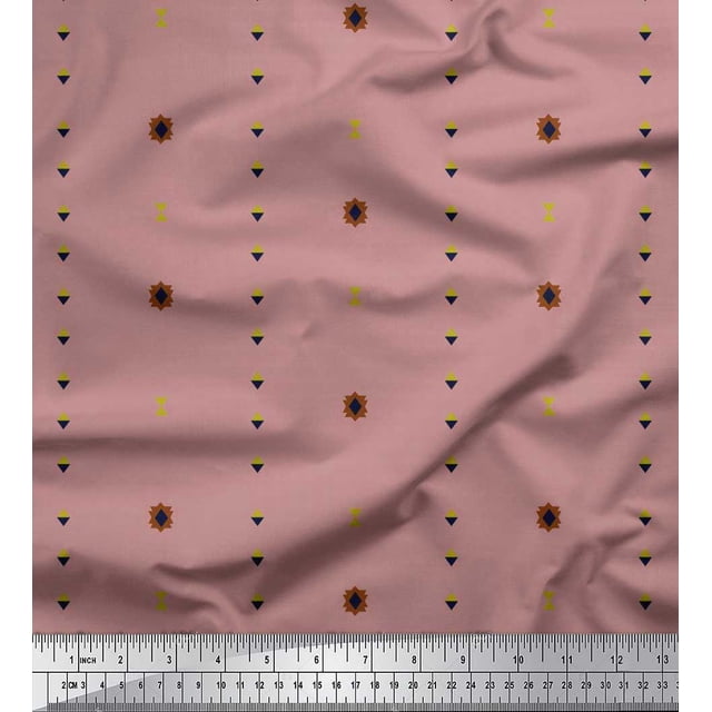 Soimoi Pink polyester Crepe Fabric Butidar Jamdani Decor Fabric Printed Yard 52 Inch Wide