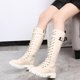 thumbnail image 3 of Botas de cuero con plataforma de otoño para mujer, botas de gran tamaño con suela gruesa y cordones con cierre de cremallera a la moda kaili Sencillez, 3 of 3
