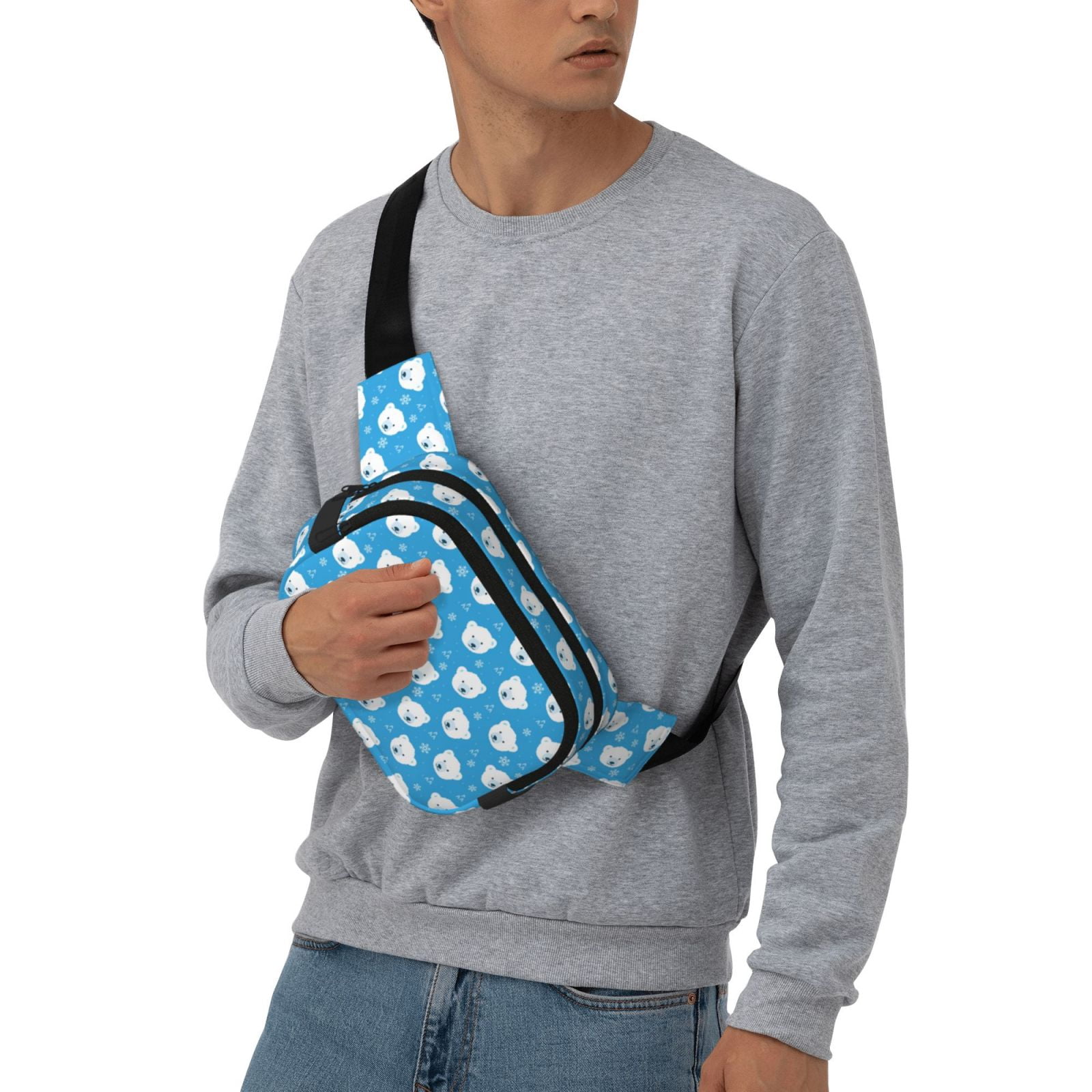 Hirioo Cute Polar Bear for Double Layer Waist Bag Adjustable Fanny Pack For Travel Running Hiking