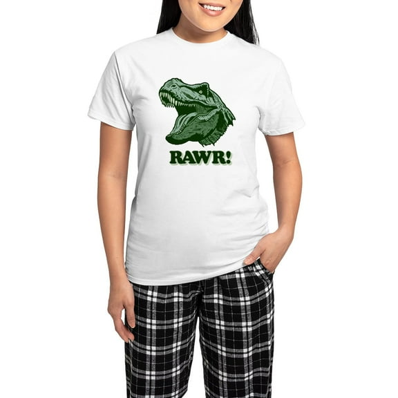 CafePress - T Rex RAWR Women's Light Pajamas - Women's Short Sleeve Print T-Shirt and Pants Light Cotton Pajama Set