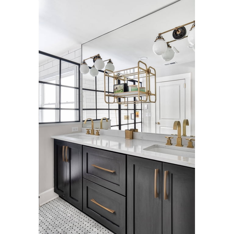 Ravinte 5 Inch Square Cabinet Pulls - Brushed Brass, Stainless Steel, 30 Pack For Kitchen & Bathroom Drawers