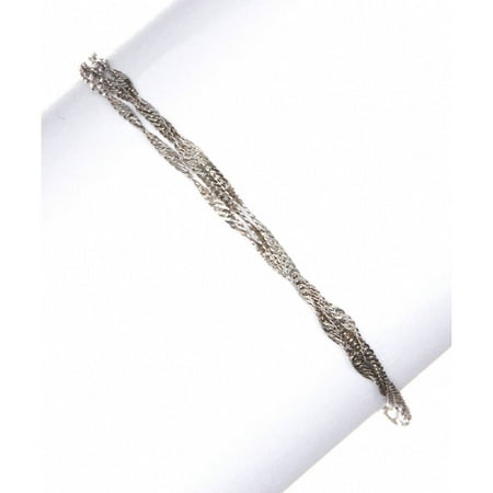 Sterling Twisted Heart Bracelet - Italian Sterling Silver 3-Strand Twisted Singapore Chain Bracelet, 7.5
