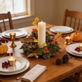 thumbnail image 6 of Fall Candle Rings Fall Decorations for Home Halloween Decorations Artificial Maple Leaf Rose Candle Wreath for Table Centerpiece by MPOISVA, 6 of 7