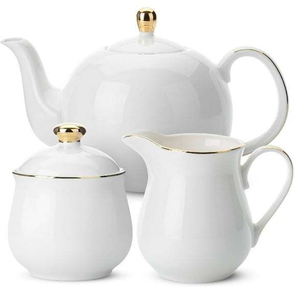 BTaT- 3 Piece Tea Set, Creamer and Sugar and Teapot Set