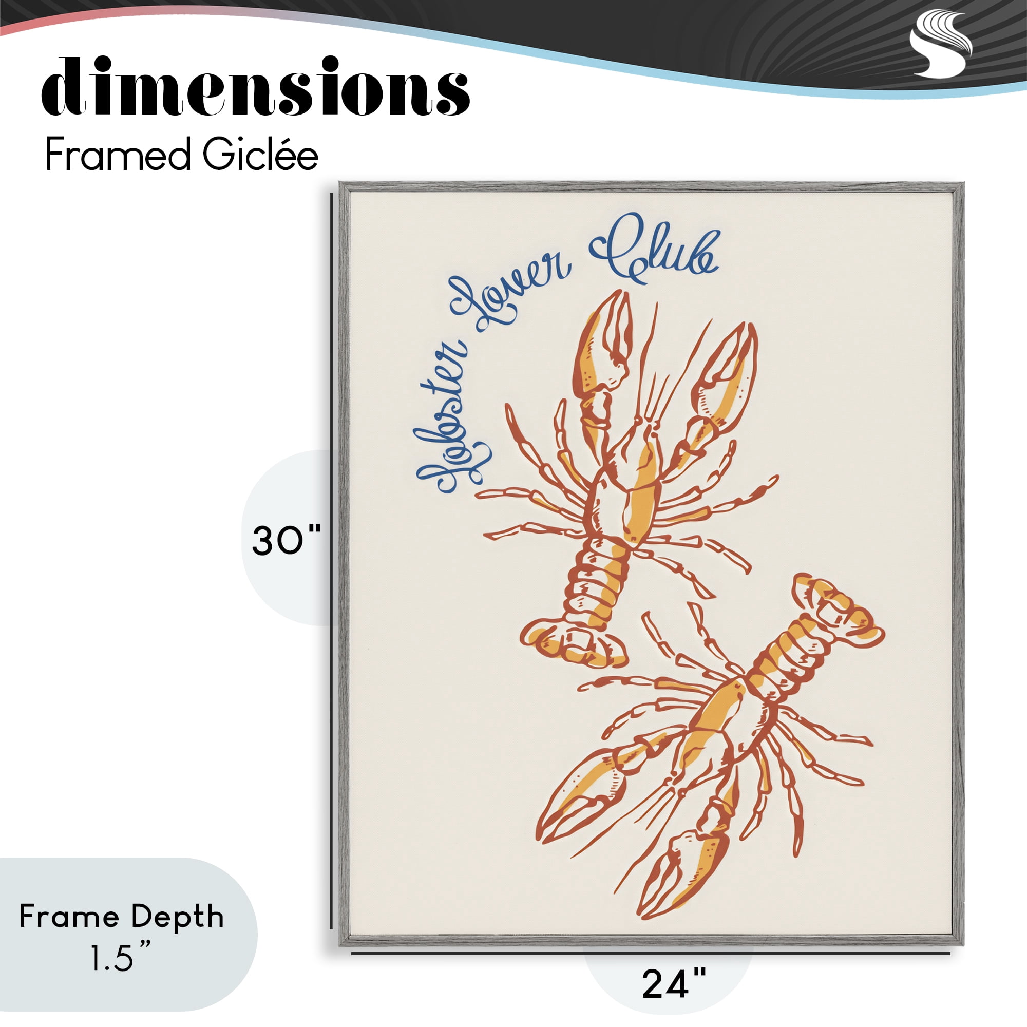 Stupell Industries Lobster Lover Club Gray Framed Giclee Art, design by The Prints Vibe