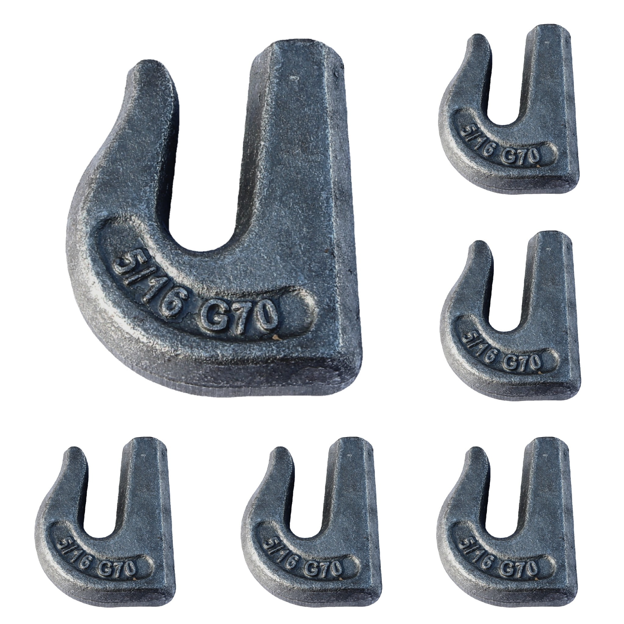 (Pack of 6) 5/16" WeldOn Clevis Grab Chain Hooks Grade 70