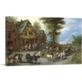 thumbnail image 1 of ARTCANVAS Village Landscape With Horses Carts Figures Before Cottages Canvas Art Print by Jan Brueghel The Elder - Size: 40" x 26" (1.50" Deep), 1 of 9