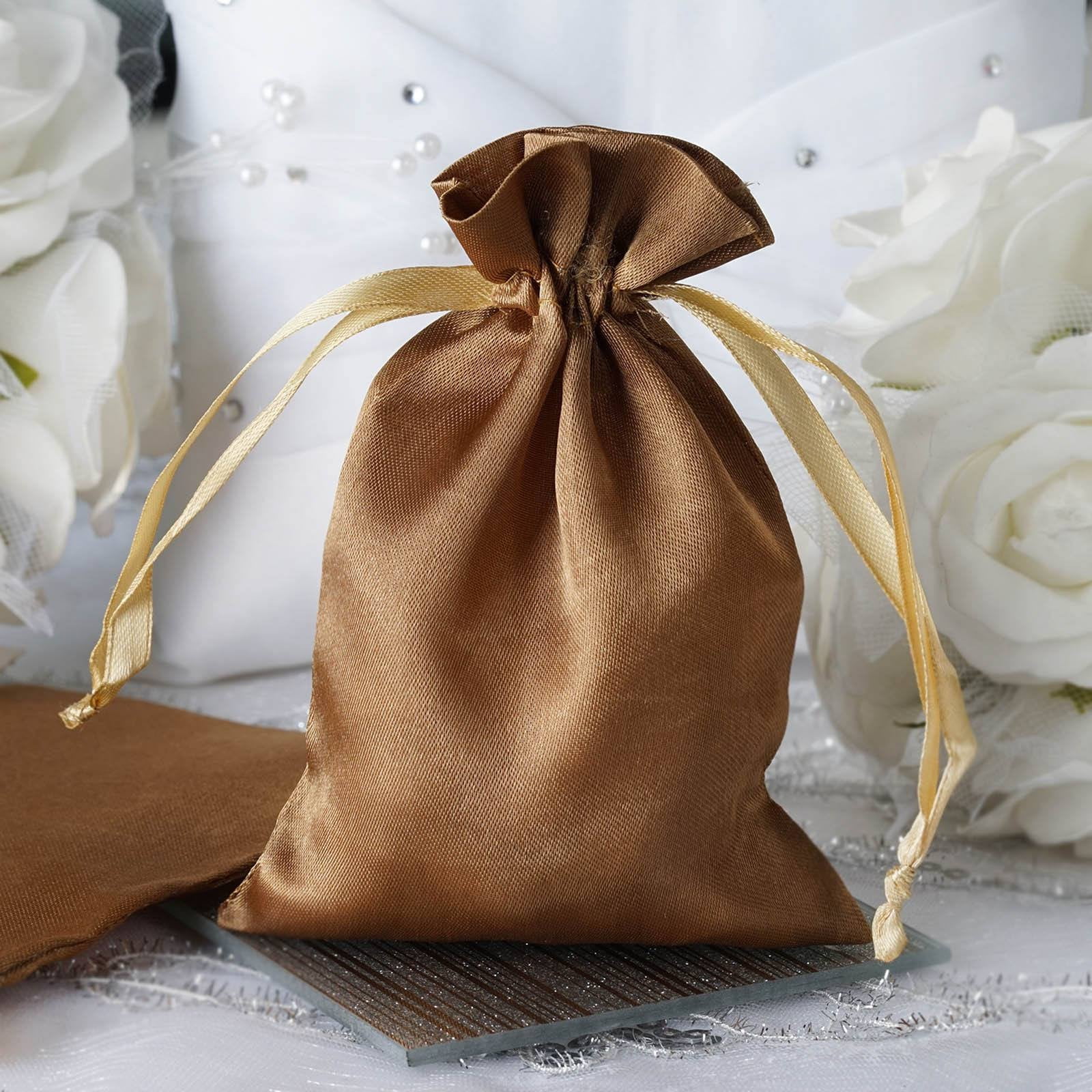Efavormart 12PCS ANTIQUE GOLD Satin Gift Bag Drawstring Pouch Wedding ...