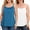 2 Pack - White/Navy, variant on ANYFIT WEAR Women Tank Top with Built in Bra Flowly Relaxed Cami Adjustable Straps Camisole with Pleats Wine,S