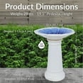 thumbnail image 6 of Sunnydaze Misty Blossom Freestanding Ceramic Outdoor Bird Bath, UV-Resistant White and Blue Finish, 6 of 12