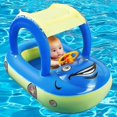 thumbnail image 1 of Baby Inflatable Pool Float With Canopy, Car Shaped Swim Float Boat For Infant Toddler Kids, 1 of 5