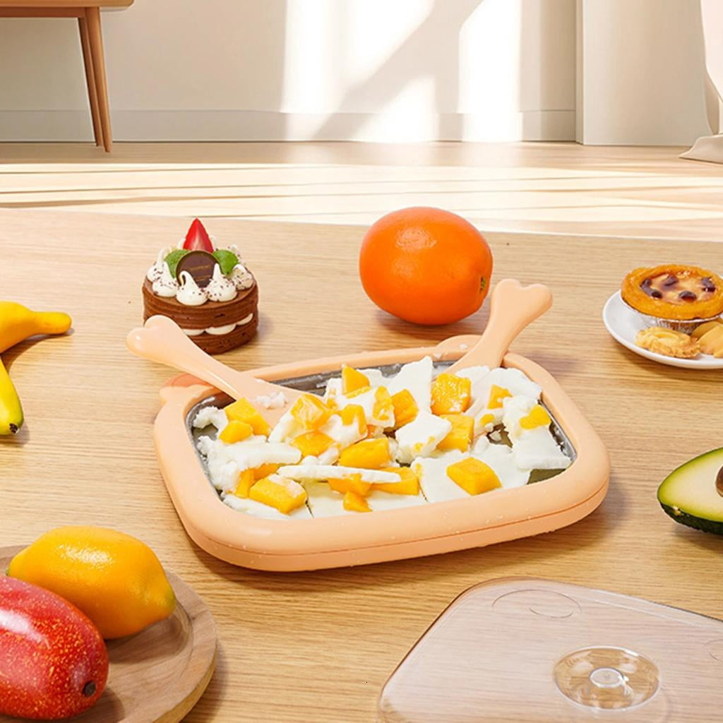 HannLk Manual Ice Cream Machine Homemade Freeze Yogurt Gelato Maker Steel Cold Plate