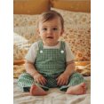 thumbnail image 5 of BemeyourBBs Toddler Baby Girl Boy Plaid Romper Overalls Spring Summer Clothes Square Neck Sleeveless Jumpsuit Overall One Piece Outfits, 5 of 8