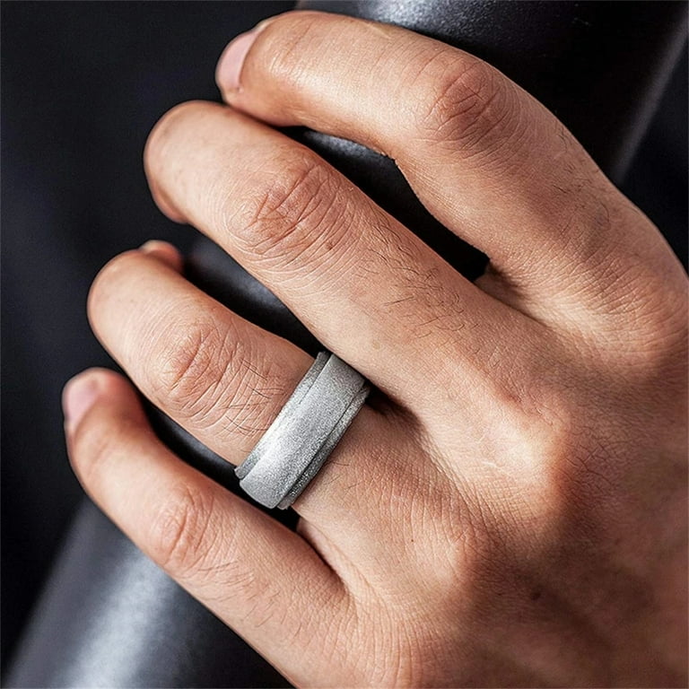 VOOPET 8Pcs Set Men s Silicone Ring 8mm Hypoallergenic Wide