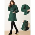 thumbnail image 2 of Abrigo de cuello alto para mujer Abrigos de abrigo de invierno vintage de un solo pecho Verde M, 2 of 6