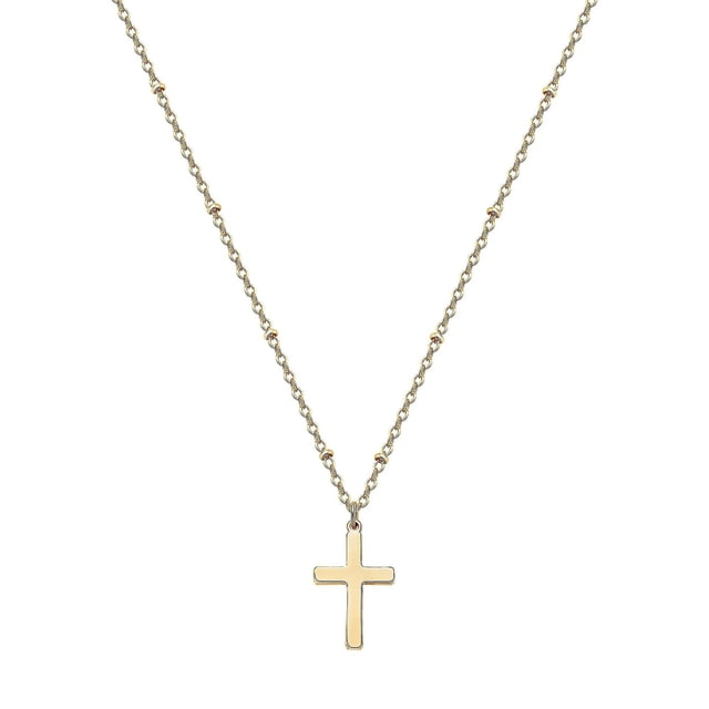 Collar de cruz para mujer, chapado en oro de 14 quilates y cadena de plata de ley, delicado collar con colgante de cruz de oro en capas, collares simples y lindos para W
