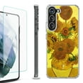 thumbnail image 1 of Shockproof Bumper Phone Case for Samsung Galaxy S23 5G, with Tempered Glass Screen Protector, by OneToughShield ® - Sunflower, 1 of 4