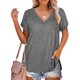 thumbnail image 5 of Jumpingount Camiseta de mujer con cuello en V, manga corta con cuello en V, blusa dividida de color sólido Prendas para la parte del cuerpo Gris claro XXL Jumpingount AP003161-30, 5 of 6
