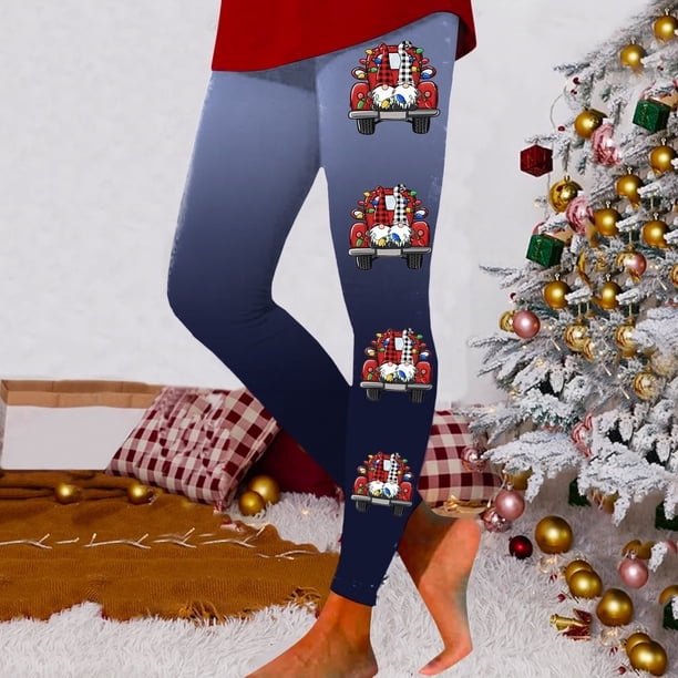 WILLBEST Leggings de Entrenamiento de Cintura Alta Para Mujer, Pantalones de Yoga Suaves y Elásticos Con Estampado Navideño, Diseño de Bloques de Color Para Fitness y Running. Extra Grande