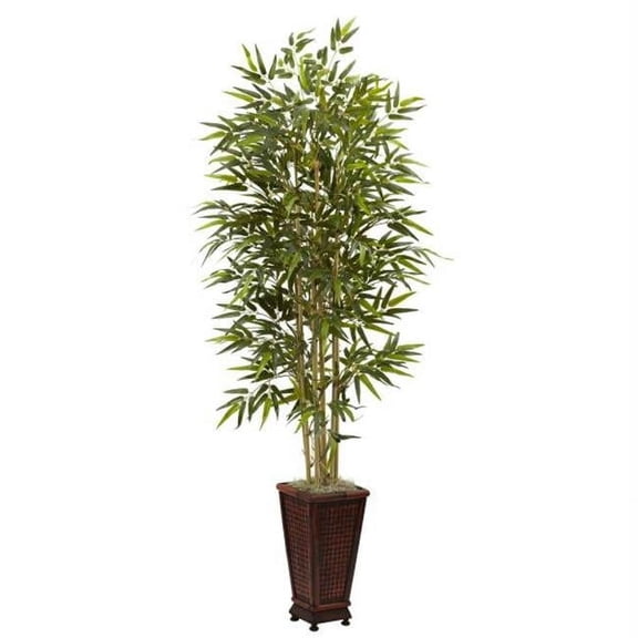 Nearly Natural  6 Bamboo Tree with Decorative Planter - Green