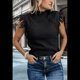 thumbnail image 4 of Suéter Sin Mangas para Mujer, Cuello Alto, Punto , Flecos, Mangas , Estilo Bohemio, Moderno, Color Negro, Talla L, 4 of 10