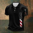 thumbnail image 2 of Men's Patriotic Independence Day Polo Collar Short Sleeve T-Shirt - Vintage American Flag Print for 4th of July, BBQ Parties and Casual Summer Outfits,Black L, 2 of 4