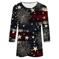 thumbnail image 4 of Vetsdori American Flag T Shirts for Women Summer 4th of July Pullover 3/4 Sleeve Red White and Blue Casual Graphic,Fashion Ladies Tops Crew Neck, 4 of 7